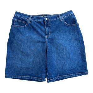Lee Women’s Relaxed Fit Mid-Rise Denim Shorts 16W Medium Blue Stretch Casual